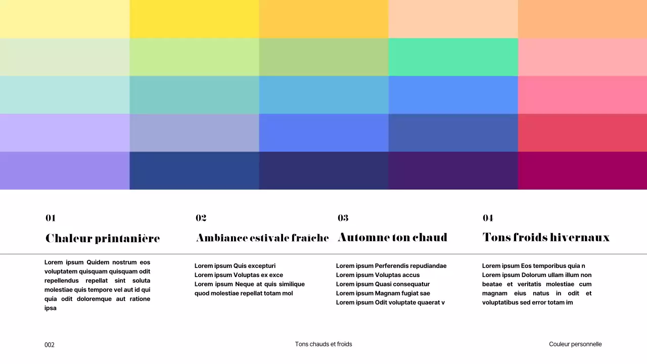 Un arc-en-ciel de couleurs personnelles pour les présentations