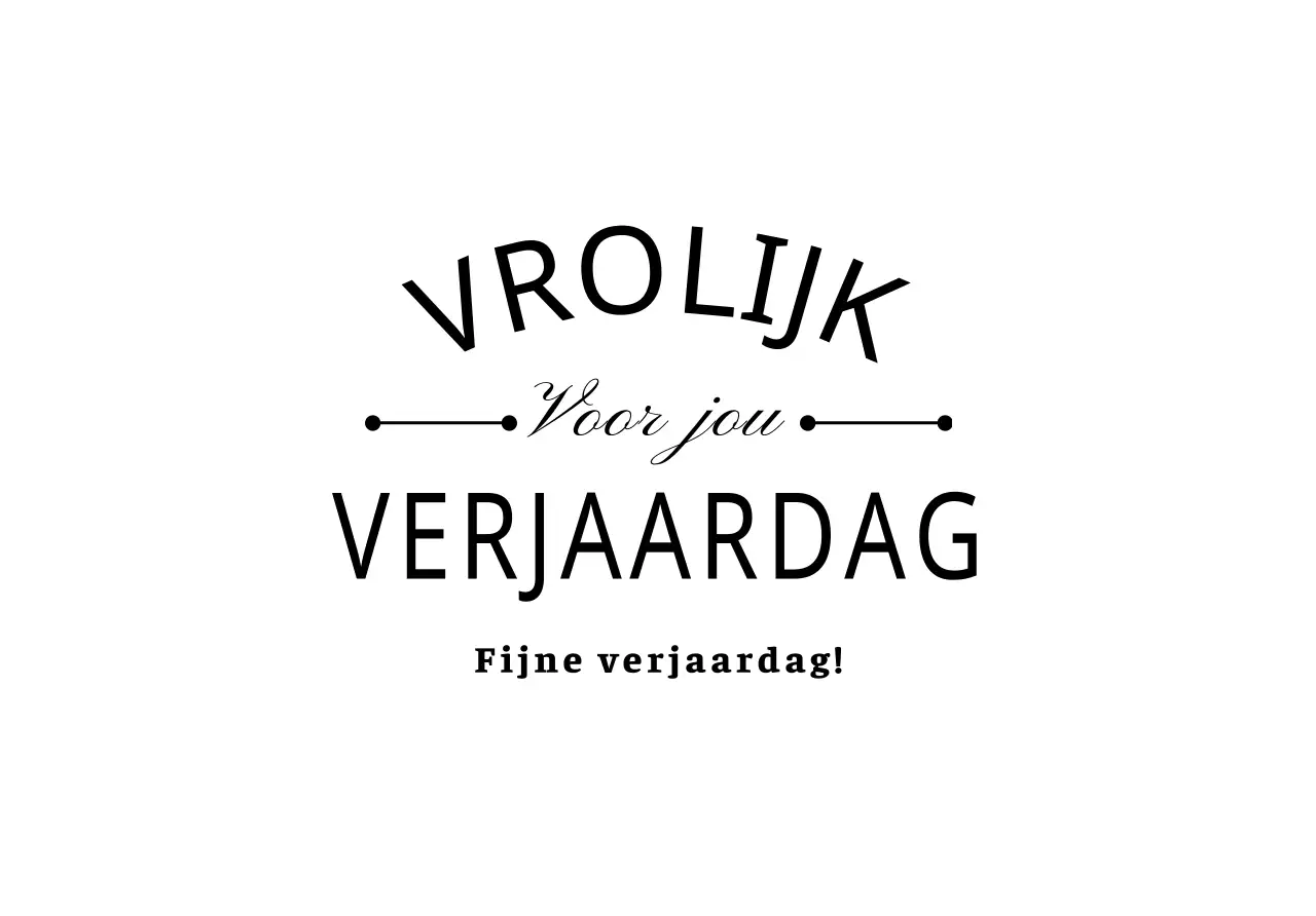 Envelop voor verjaardagskaart met zwarte tekst en lijnillustratie