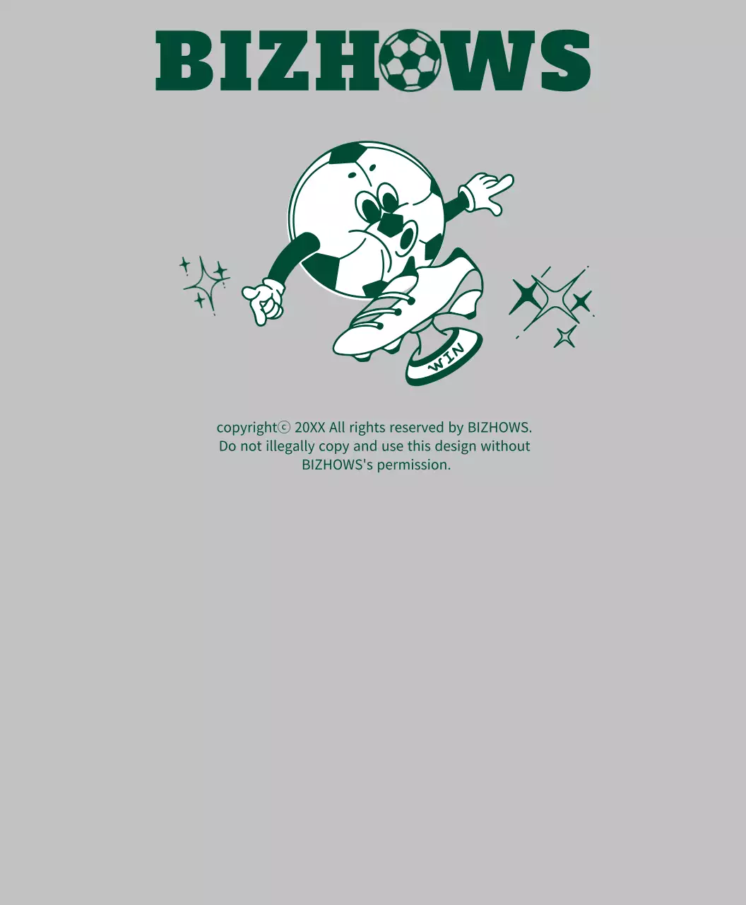 サッカーボールキャラクターが優勝カップを見て好きなサッカー同好会Tシャツ