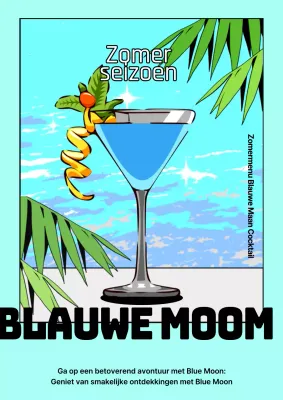 Cartoonconcept zomercocktail in lichtblauw en groen