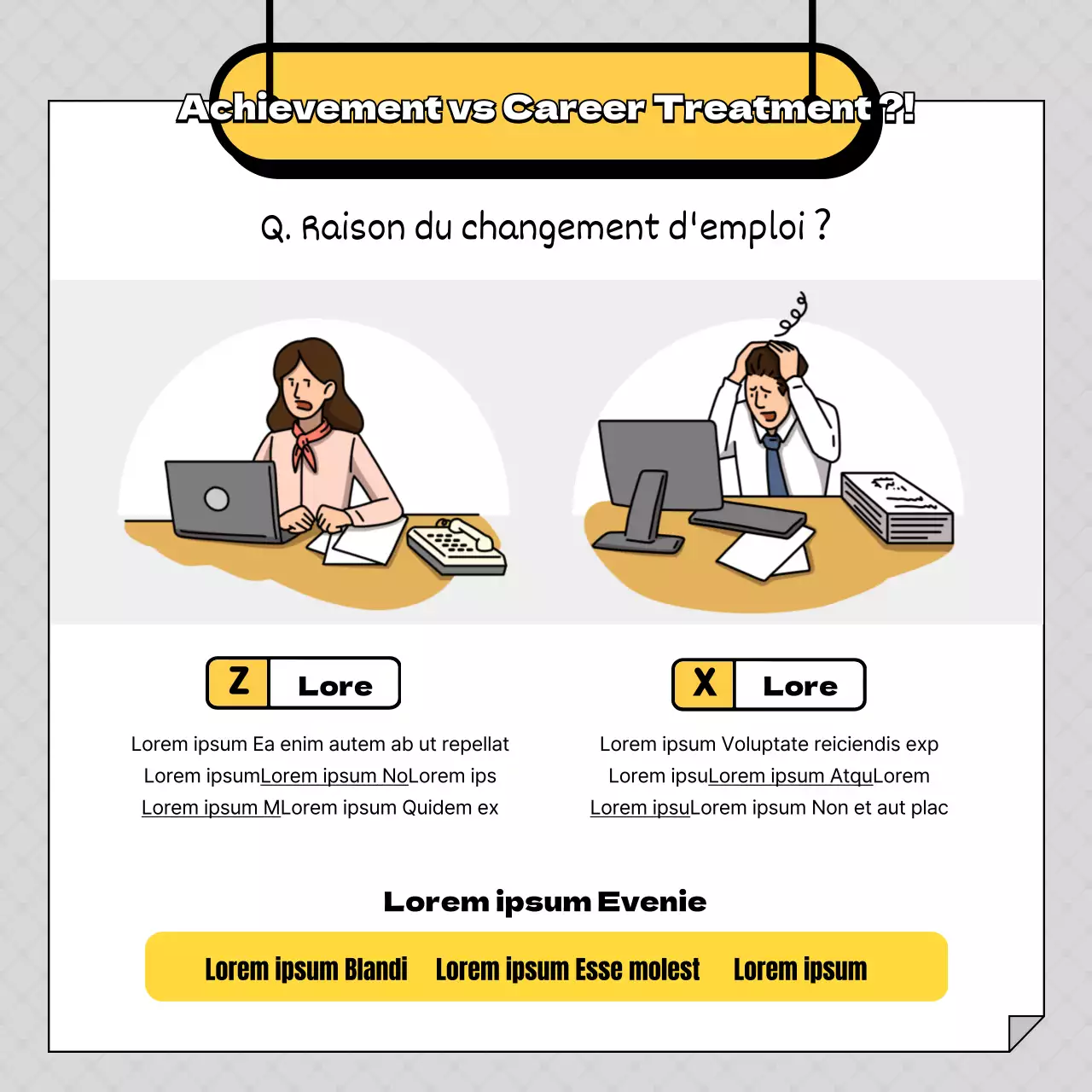 Un simple post d'entretien avec un travailleur jaune et gris