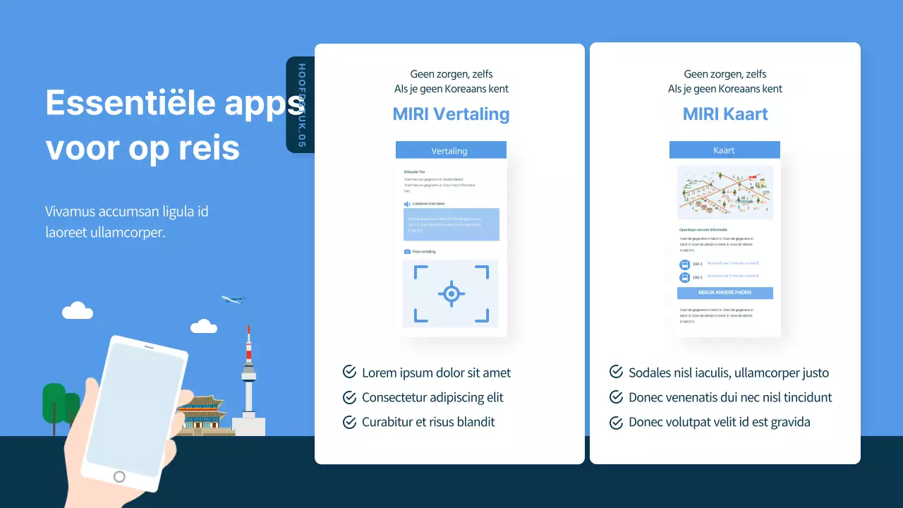 Blauw en marineblauw geïllustreerde reisgids voor Zuid-Korea