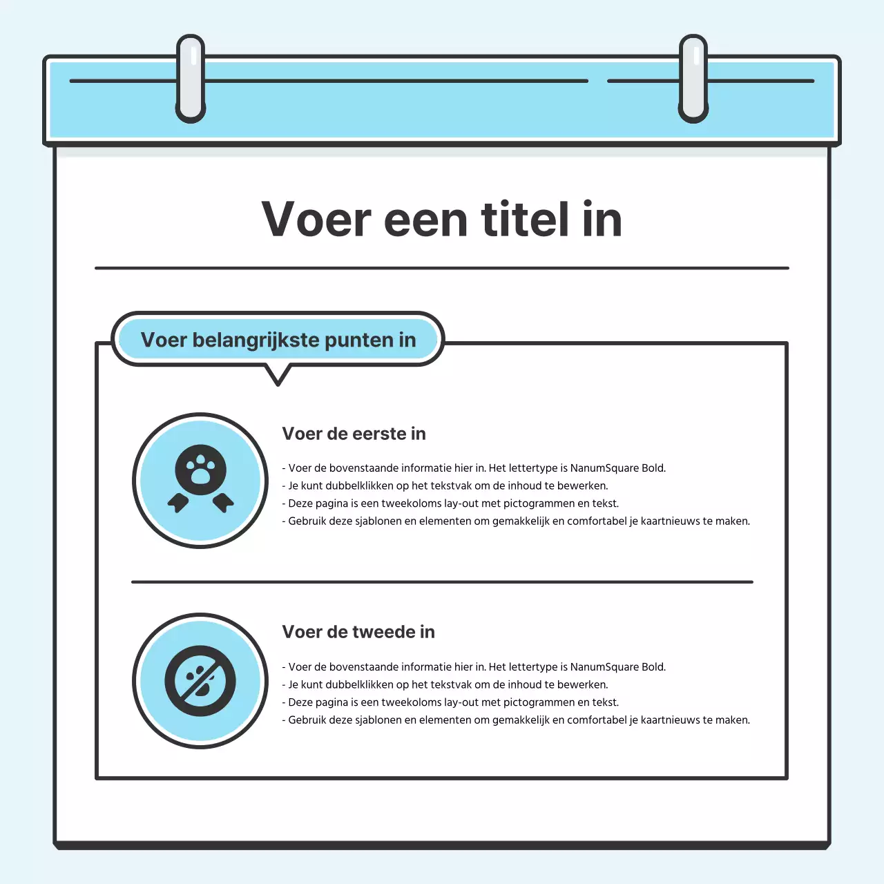 Light Blue Note Concept Nette kaart met leuke illustratiesNieuws