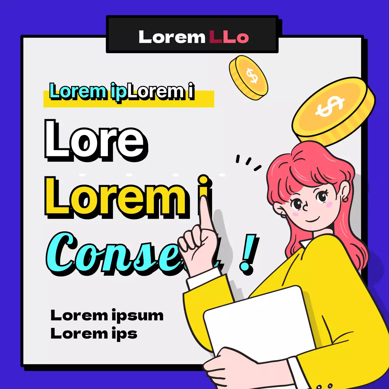 Illustration d'un employé de bureau jaune et bleu Conseils pour une négociation salariale mignonne