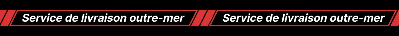 Promouvoir un service d'expédition international à l'aide d'un rectangle diagonal noir et rouge
