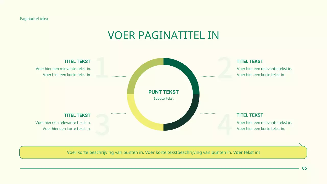 Eenvoudige zakelijke projectpresentatie met groene cirkelpunten