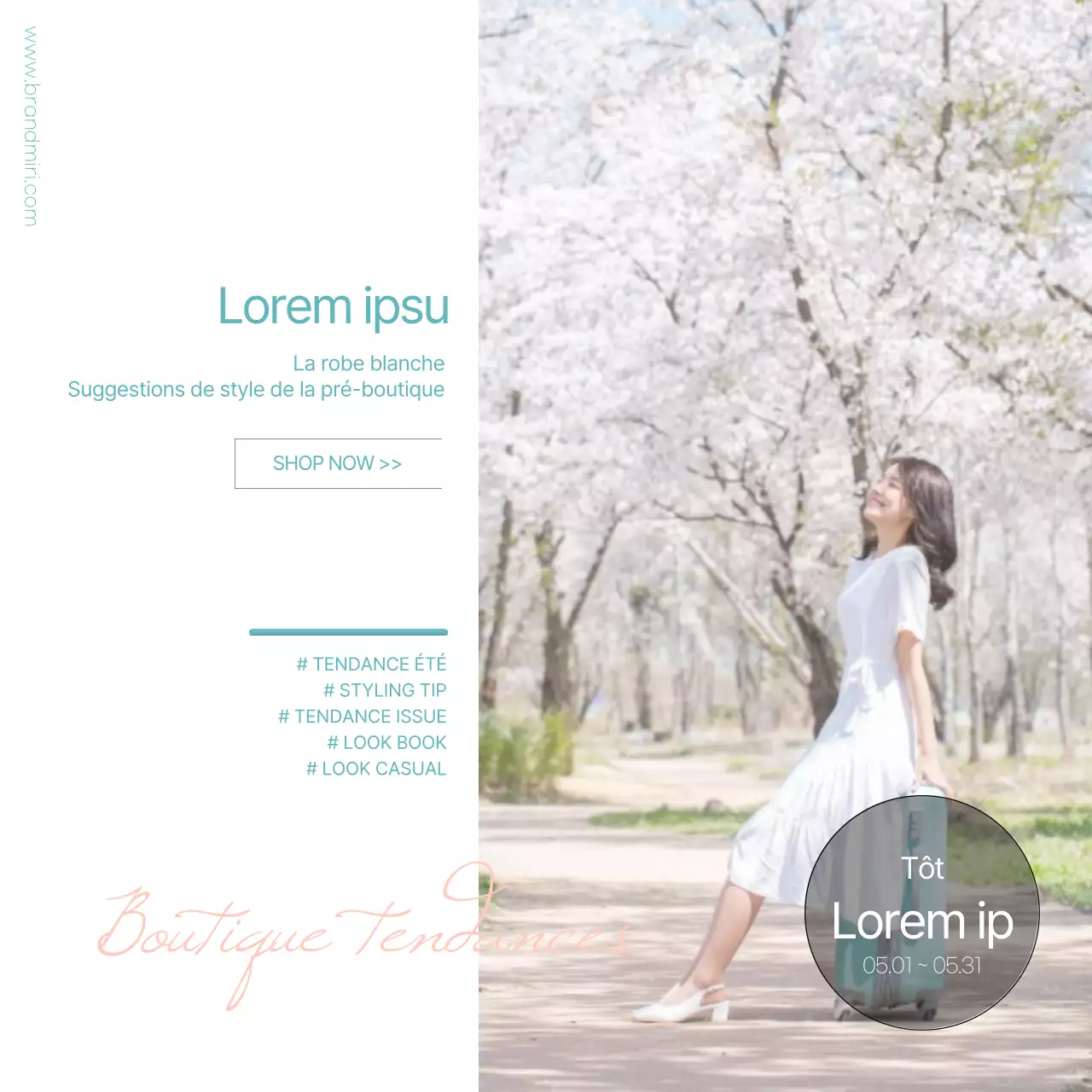 Suggestions de tenues d'été en blanc et menthe (carrés de médias sociaux)