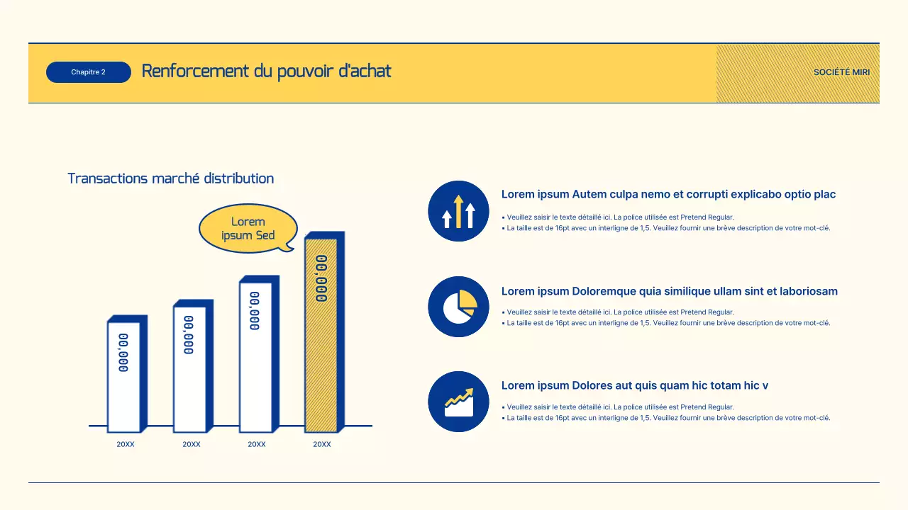 Rapport sur les perspectives du secteur du commerce de détail avec des illustrations bleues et jaunes