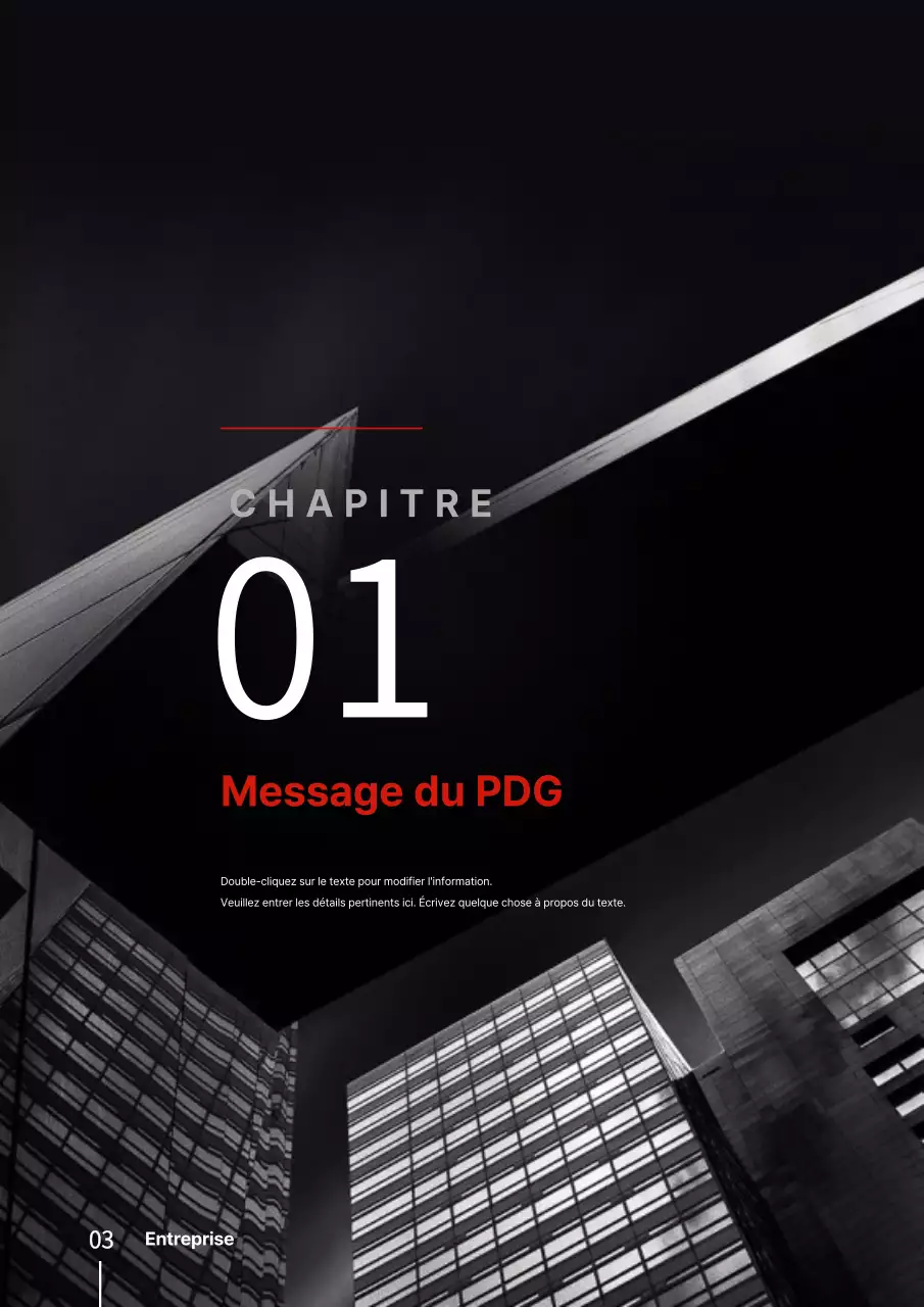 Modèle de document vertical de profil d'entreprise inspiré d'un bâtiment urbain rouge et noir