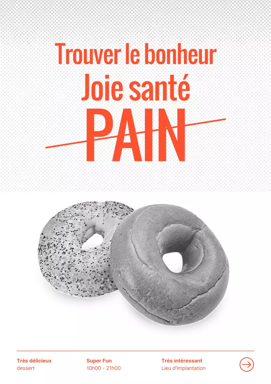 Affiche de boulangerie rouge et grise