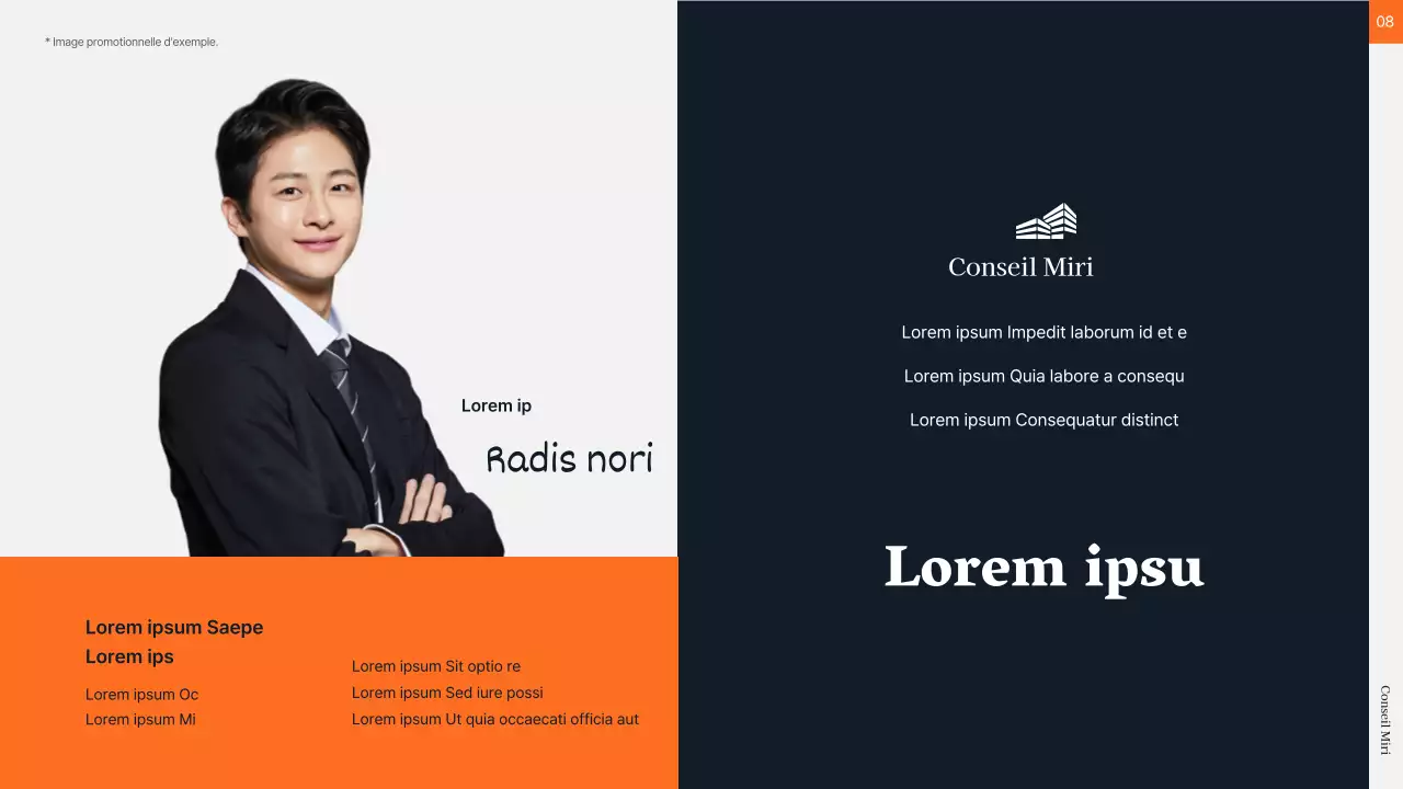 Conseil financier en orange et gris