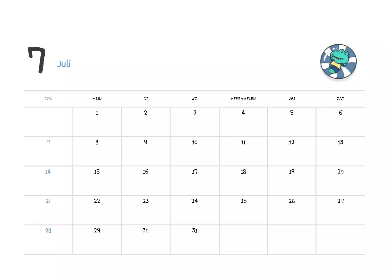 Een kalender met een schattig Argo-illustratieconcept