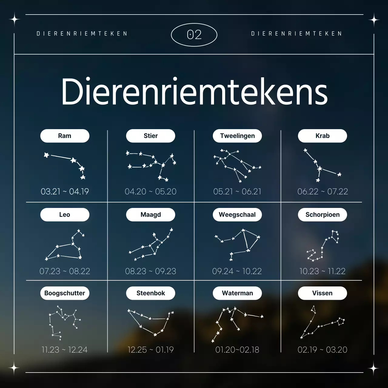 Een eenvoudig sterrenbeeld met marinelijnen en -vormen