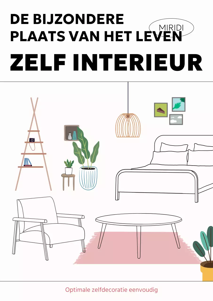 Een interieurboek met zwart-wit lijnen en illustraties
