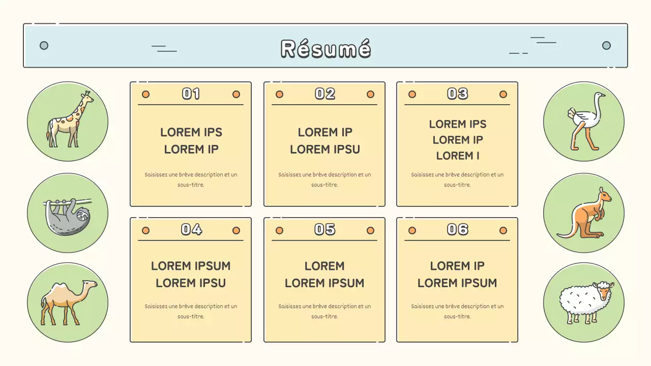 Matériel éducatif sur les zoos dans des tons pastel de jaune, de chartreuse et de bleu clair