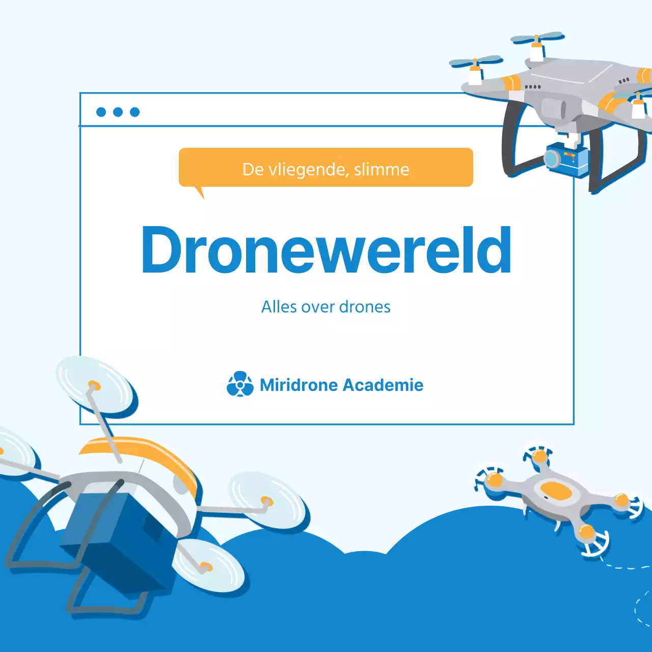 World of Drones CardNews Ontwerp in blauw-witte sfeer