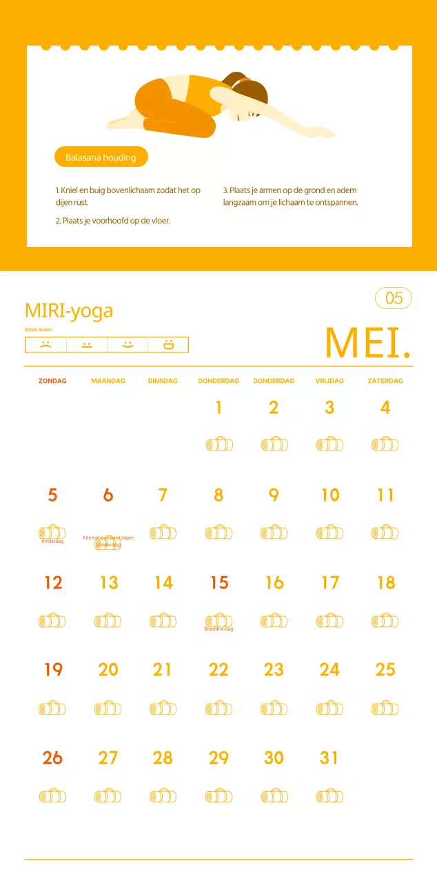 Oranje kalenders om weg te geven als je je yogastudio promoot