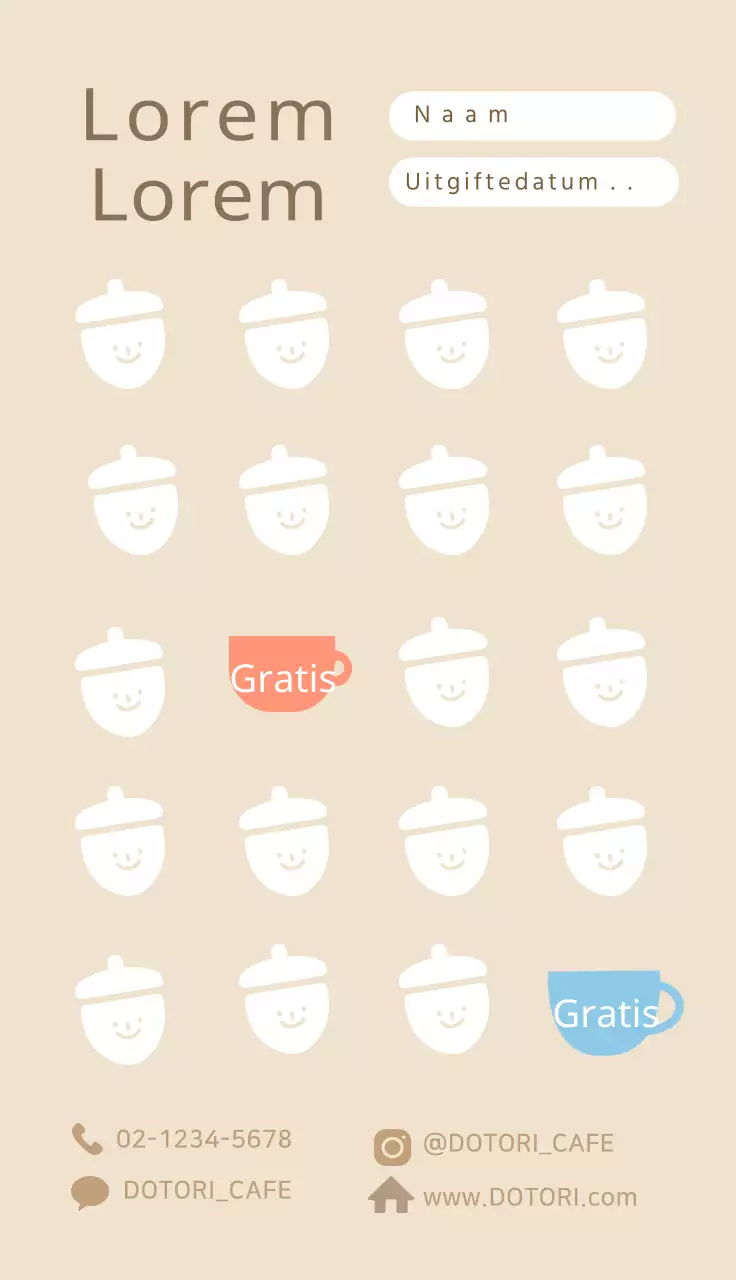 Witte schattige geïllustreerde gestempelde visitekaartjes voor een café