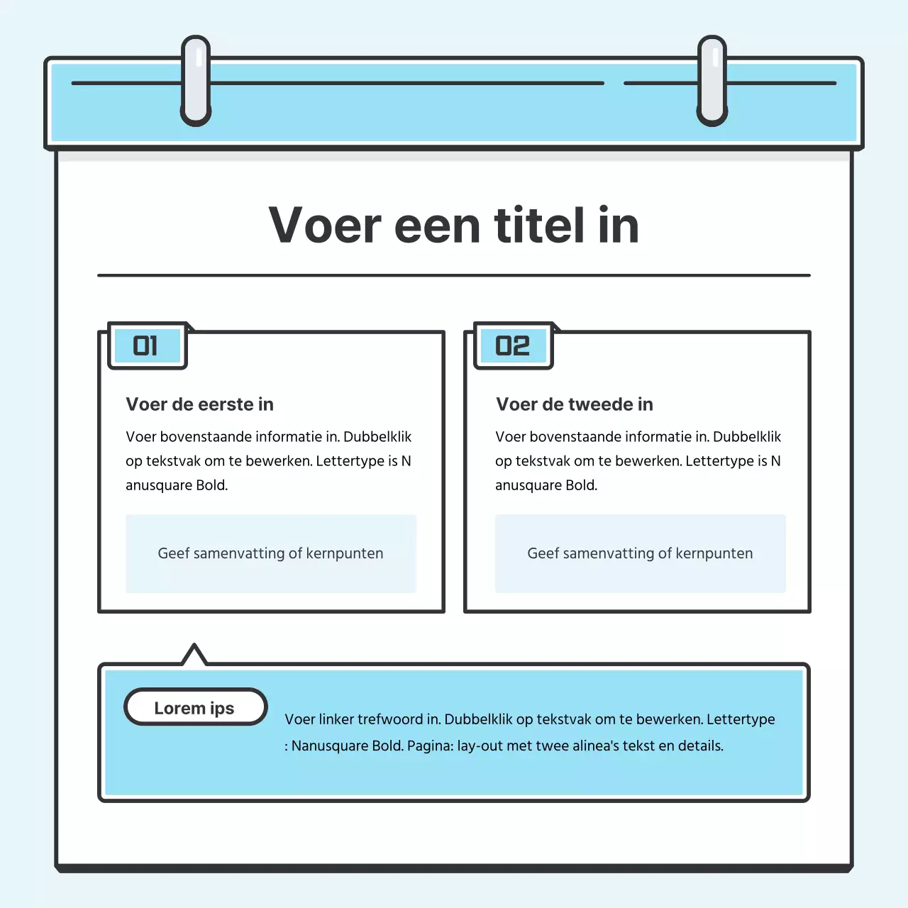 Light Blue Note Concept Nette kaart met leuke illustratiesNieuws