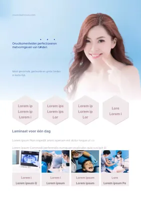 Promoot orthodontie met een blauwe foto van een lachende vrouw