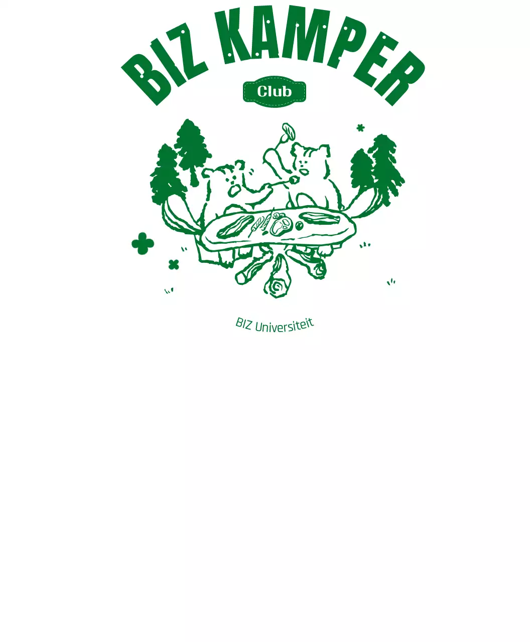 Camping club groep t-shirt met camping eekhoorn karakter