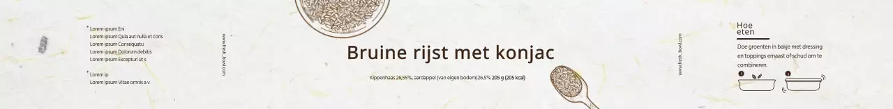 Wit geïllustreerd bruin rijst konjac label