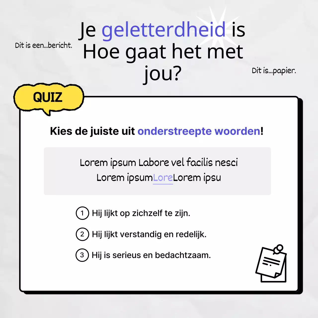 Bevorder alfabetisering met een geel-blauw kitscherig doodle-concept