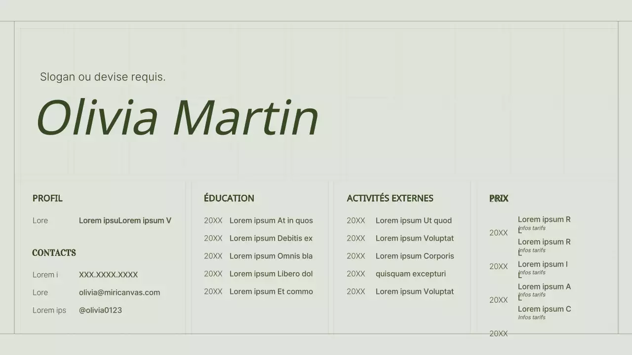 Le portfolio d'un spécialiste du marketing de contenu avec un concept de grille simple et vert