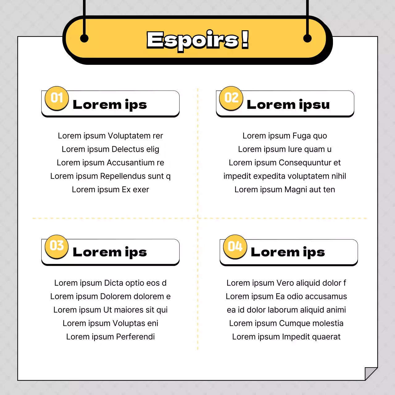 Un simple post d'entretien avec un travailleur jaune et gris