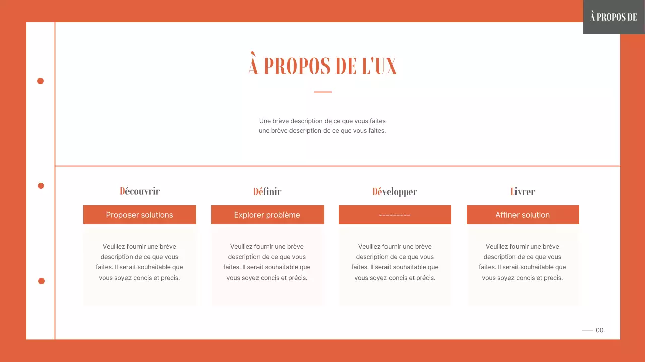 Un portfolio simple et organisé pour un étudiant universitaire en orange