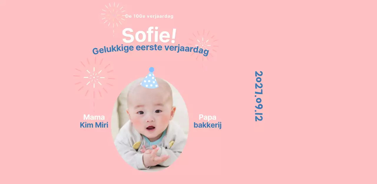 Pastelkleurig fotolijstje voor de honderdste verjaardag