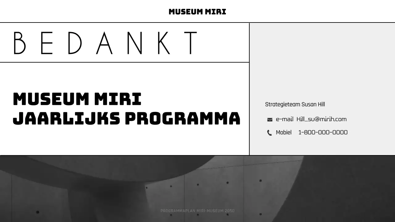Een modern museumprogramma plannen in zwart en paars