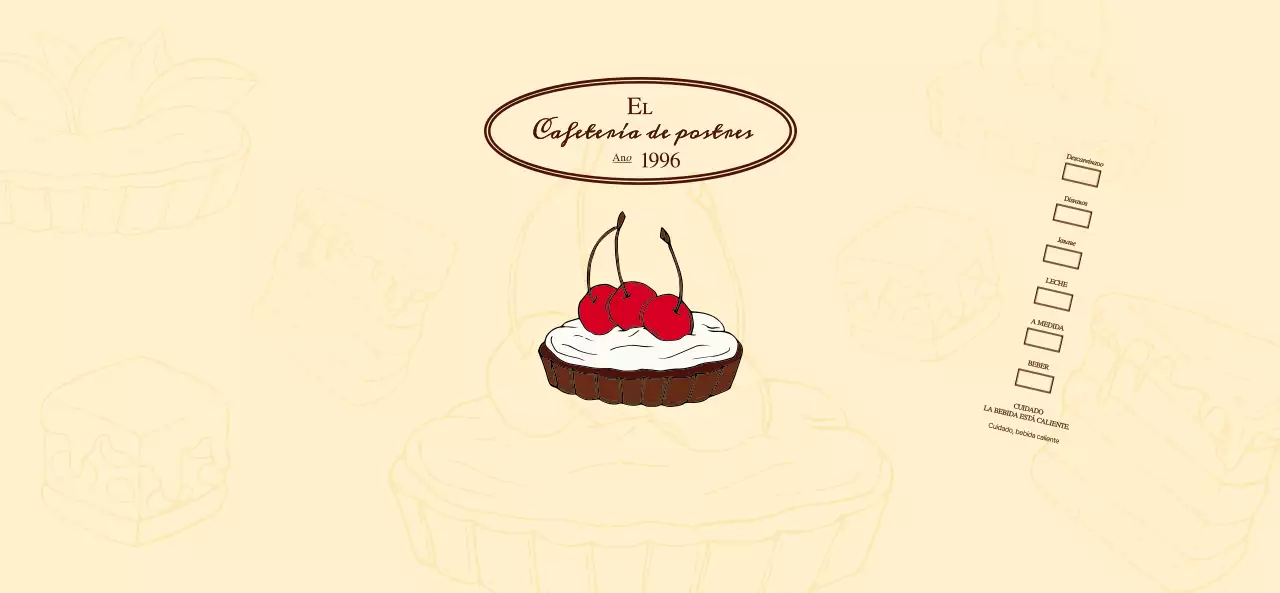 Promocione e informe a los cafés con un emotivo logotipo en marrón rojizo y amarillo pálido