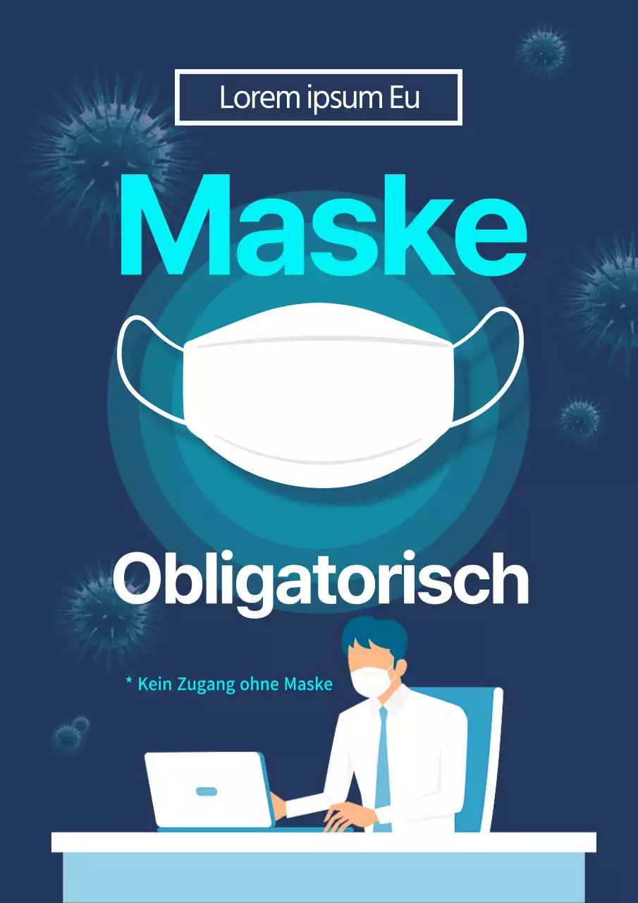 Hinweis auf obligatorische marineblaue Corona-Masken