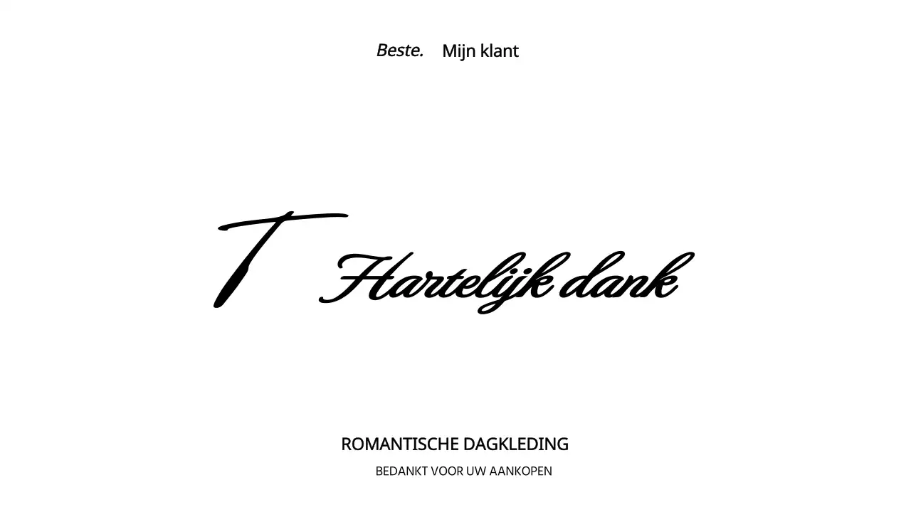 Bedankkaart ontwerp voor een winkelcentrum met zwart, gekrabbeld handschrift