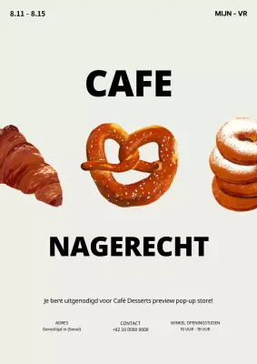 Bakkerij pop-up store poster met beigethema