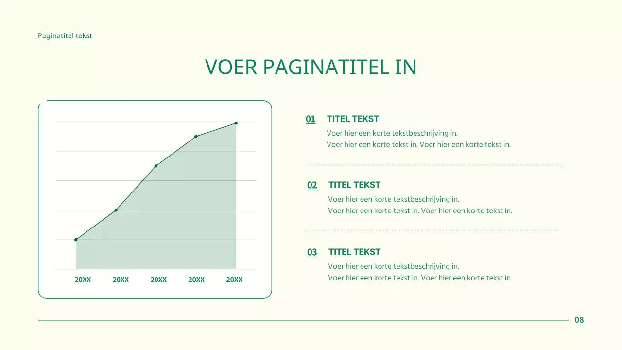 Eenvoudige zakelijke projectpresentatie met groene cirkelpunten