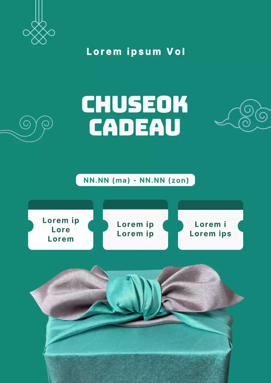 Promotieposter met een groenblauwe achtergrond en evenementgegevens in een tekstvak