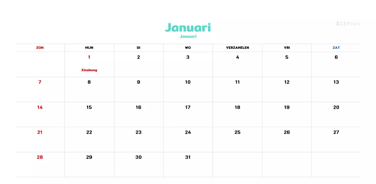 Een warme, geïllustreerde nieuwjaarskalender