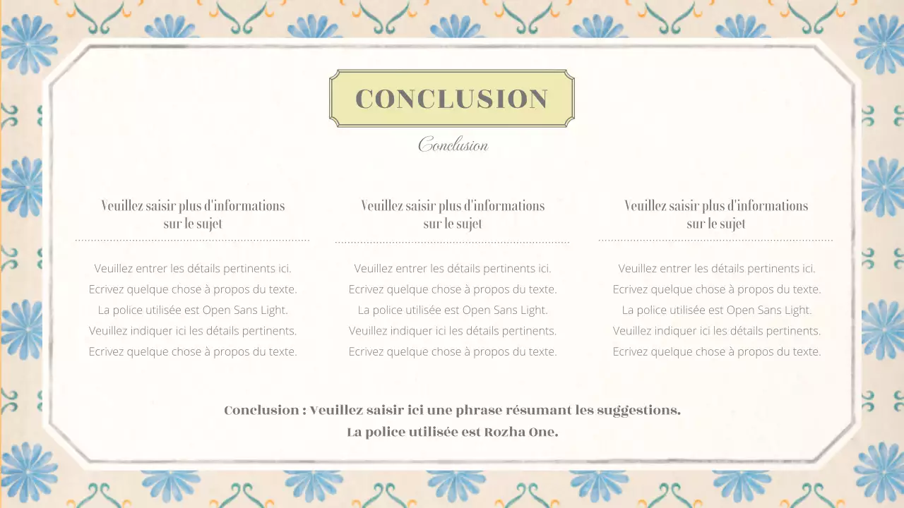 Mise en page conceptuelle émotionnelle de base avec un motif de papier peint vintage en beige et bleu clair