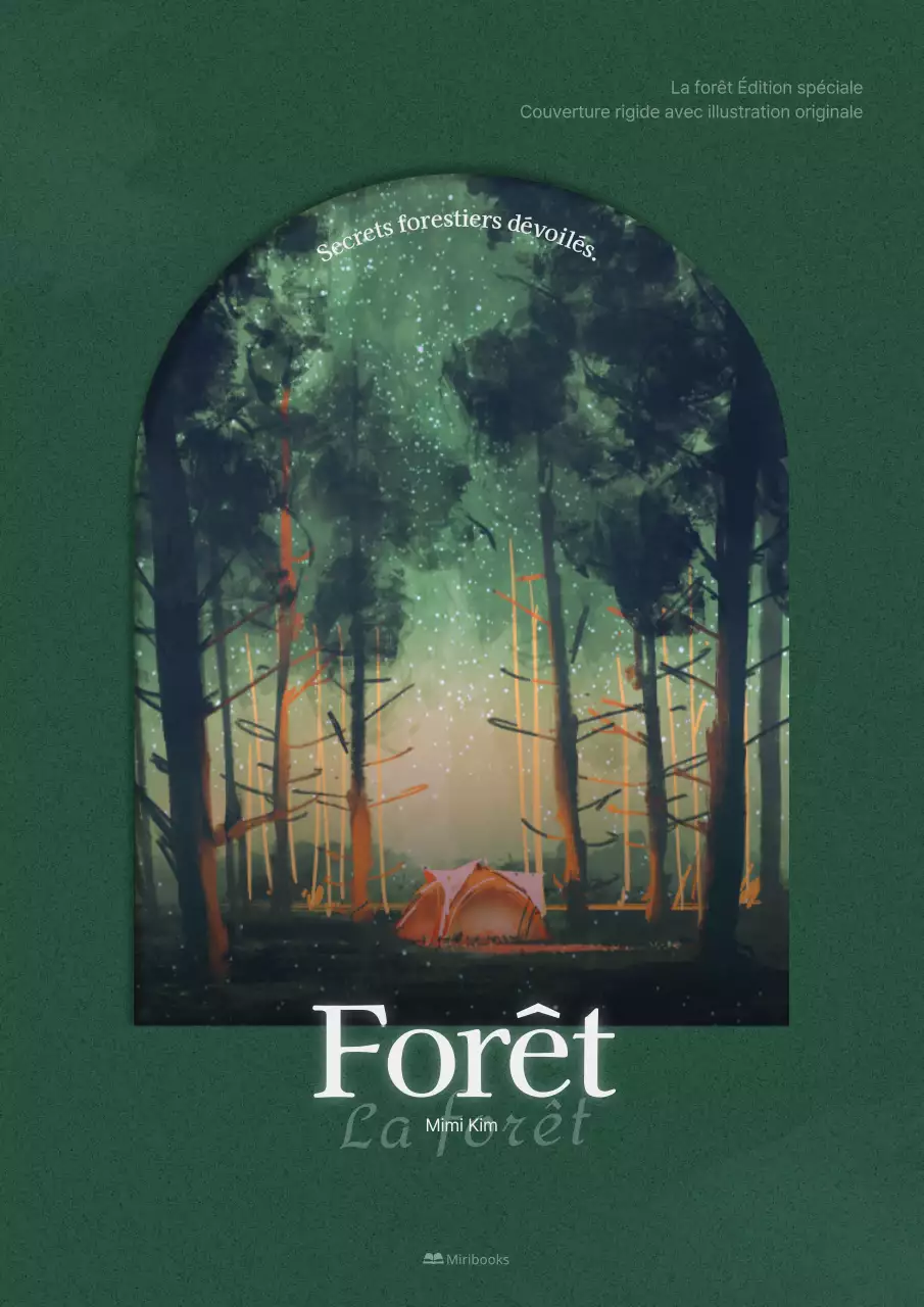 Une couverture de roman conceptuel vert foncé et rêveur