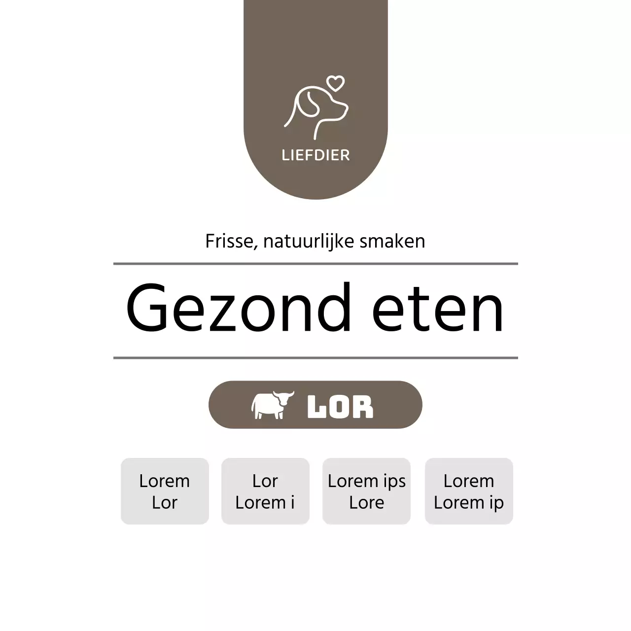 Etiketten met een hoog kopersymbool voor dierenvoeding