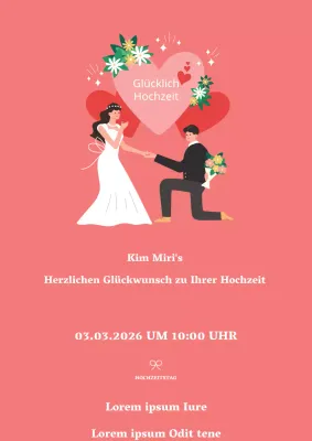Einfache Hochzeit Gratulation Nachricht Werbe-Design-Poster in rosa Farbe