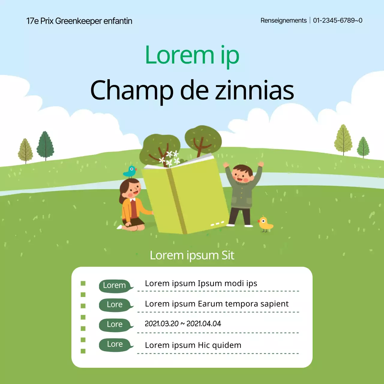 Illustration verte Promotion mignonne de la Journée de l'arbre