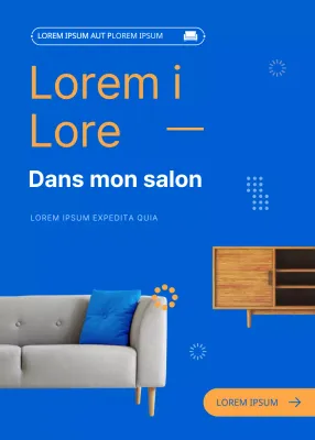 Salle d'exposition de meubles intérieur pop-up dans les tons bleus