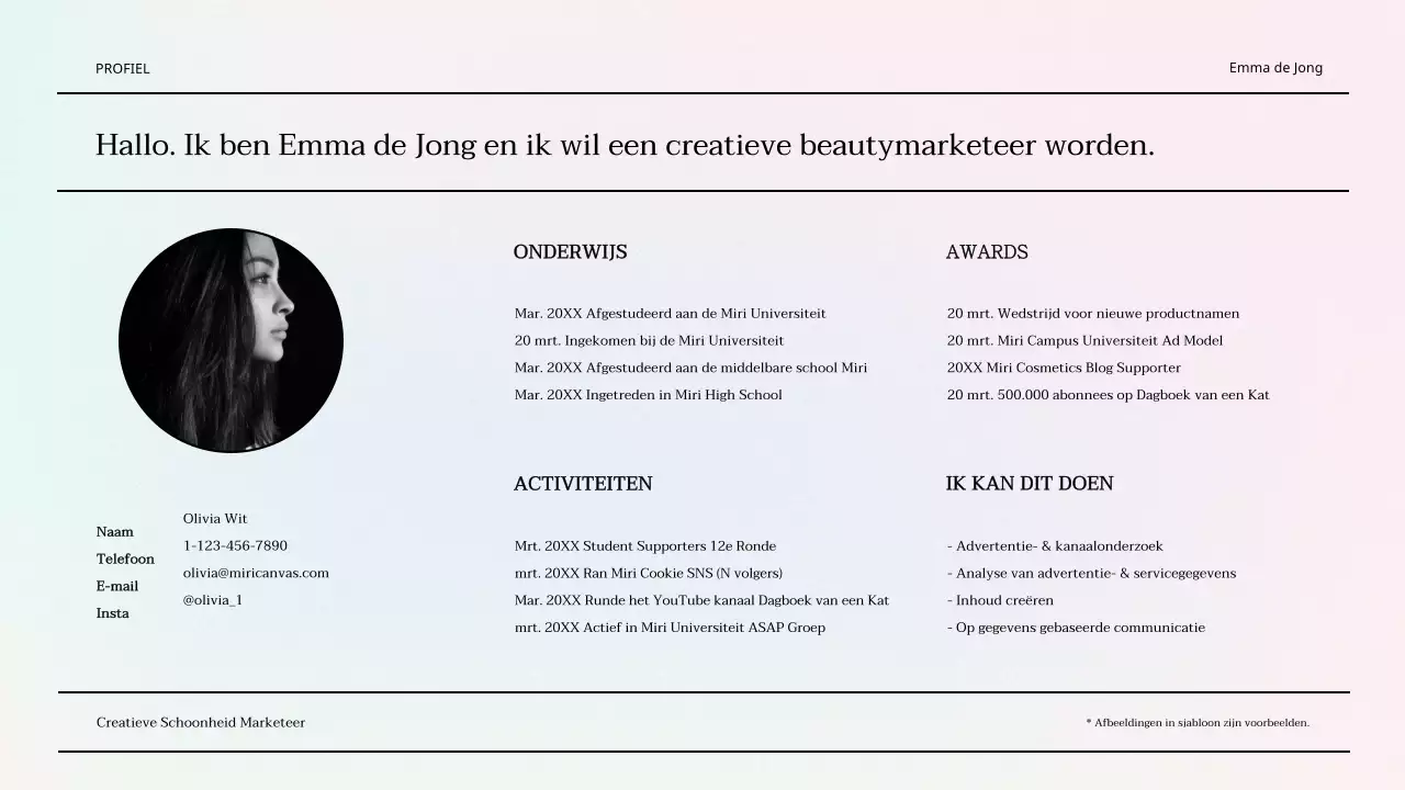 Een luxe beauty marketing portfolio in paars en blauw