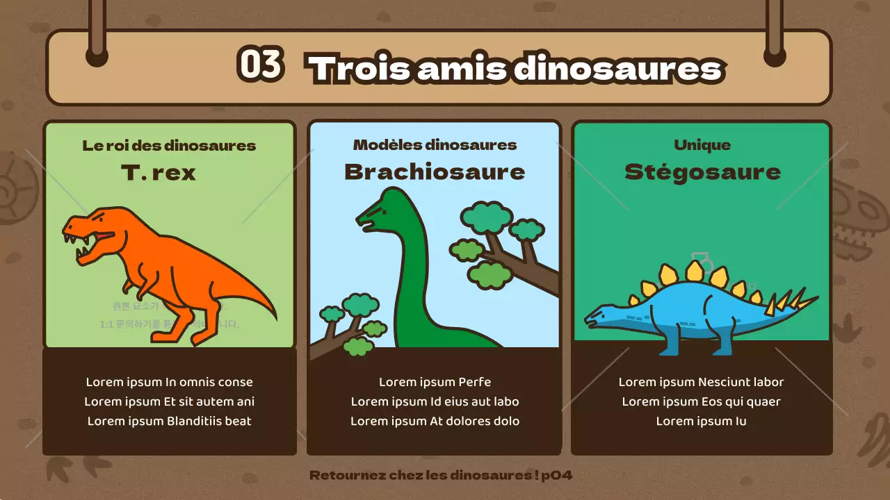 Équipe d'exploration brune Concept Dinosaure mignon Illustration Science Temps