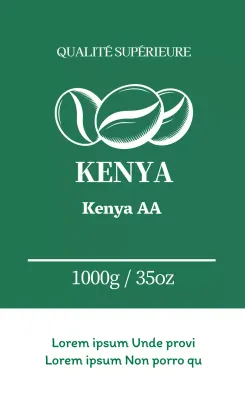 Étiquette de grains de café avec illustration verte