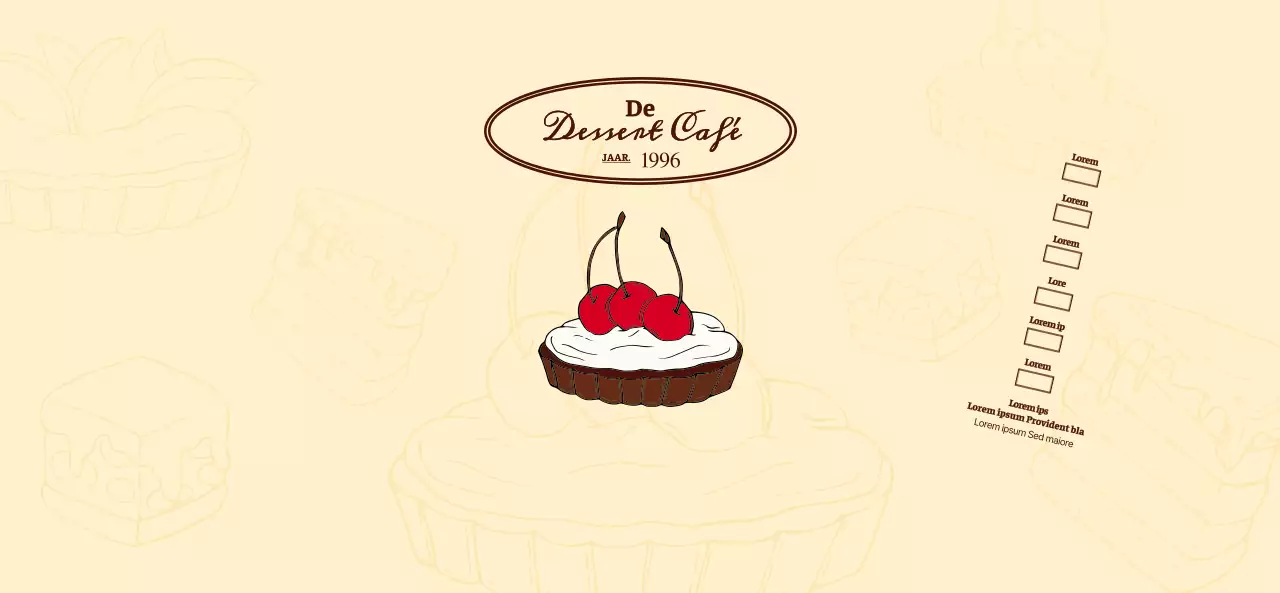 Promoot en informeer cafés met een emotioneel logo in roodbruin en lichtgeel