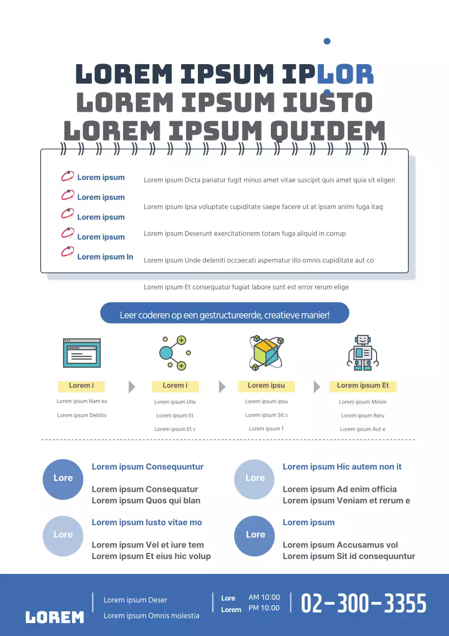 Promoot Bizcoding Labs met blauwe wetenschapsgerelateerde pictogrammen